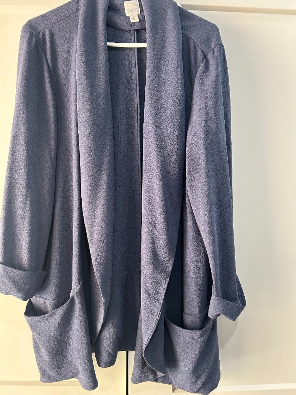 LC Lauren Conrad Open Front Longline Blazer Jacket Blue Size 16